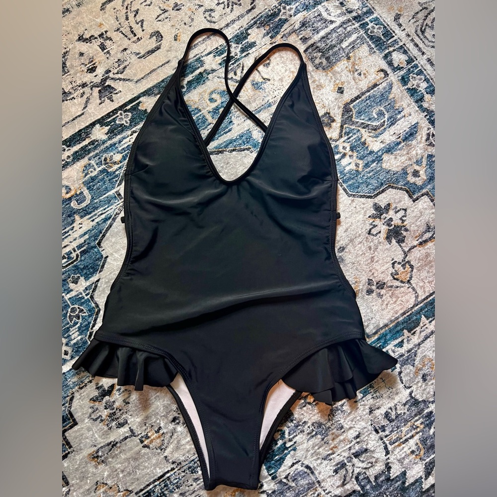 Black one piece bathing suit